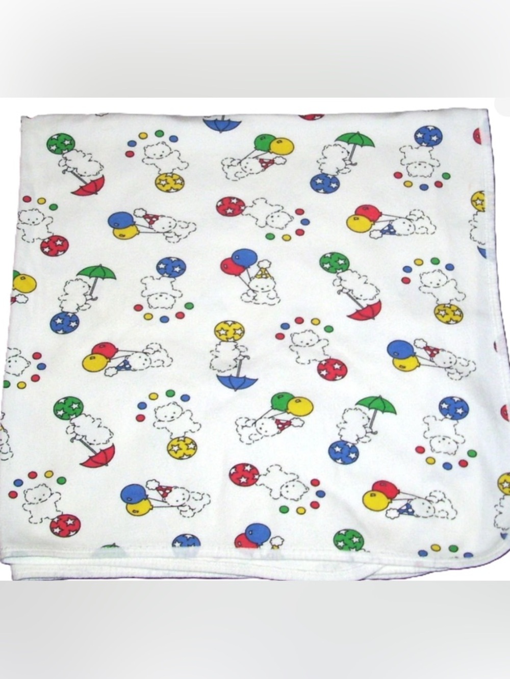 Vintage Carters Primary Color Circus Bear Balloons Cotton Baby Blanket Lovey